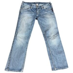 Womens Silver Jeans Frances Capris Size 28 Distressed Light Wash 90s Western